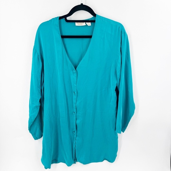 ✅ VINTAGE VICTORIA'S SECRET GOLD LABEL NIGHT SHIRT IN TEAL SIZE LARGE - Picture 1 of 8